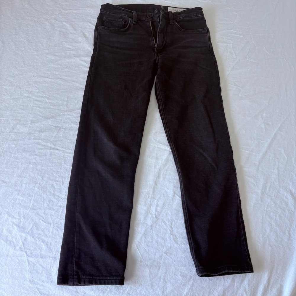 Rag & Bone Womens Black Denim Slim Fit Comfort Stretch Straight Jeans Size 29x32
